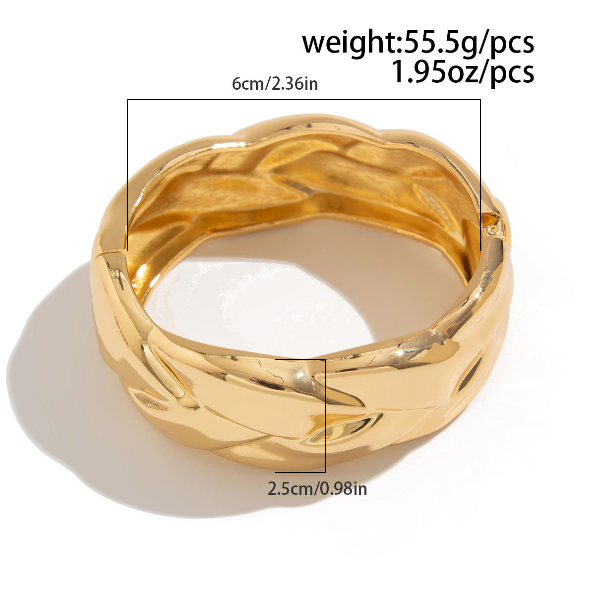 Bracciale a Polsino Intrecciato Asimmetrico Cavo in Lega con Finitura Galvanizzata da Donna