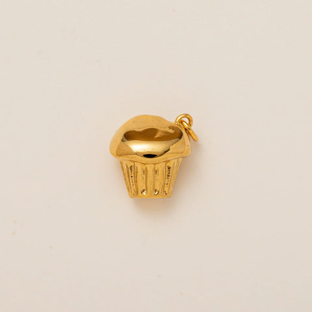 Vintage Stainless Steel PVD Gold Plated Mushroom Pendant Charm Bar
