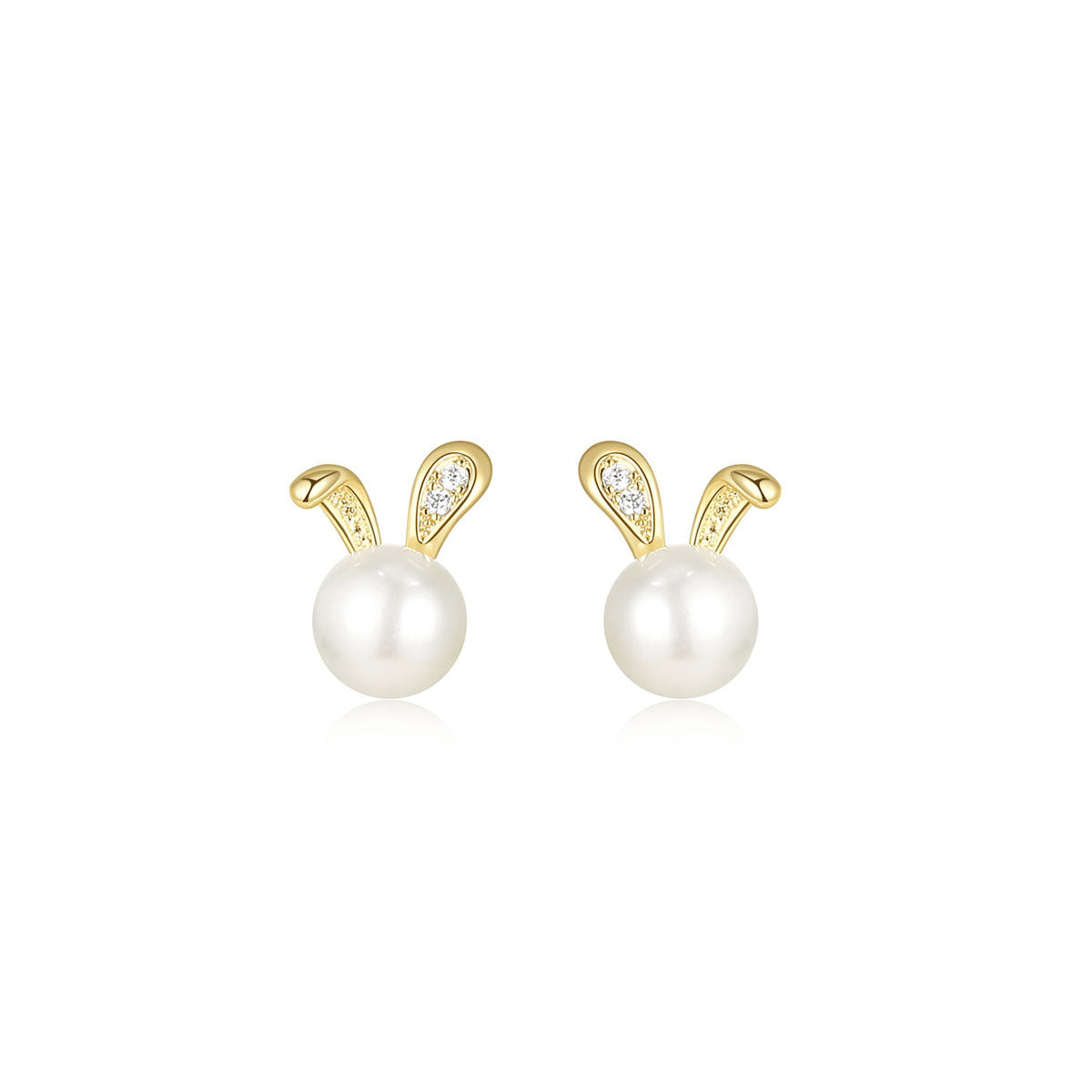 Rabbit-Shaped Pearl Earrings for Women and Men Titanium Steel Hypoallergenic Studs with Original Design