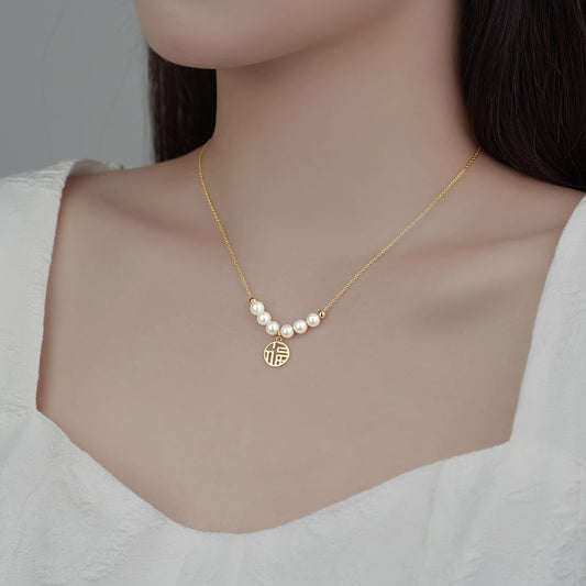 Minimalist Irregular Shaped Titanium Steel Plated Fortune Pendant Necklace for Women