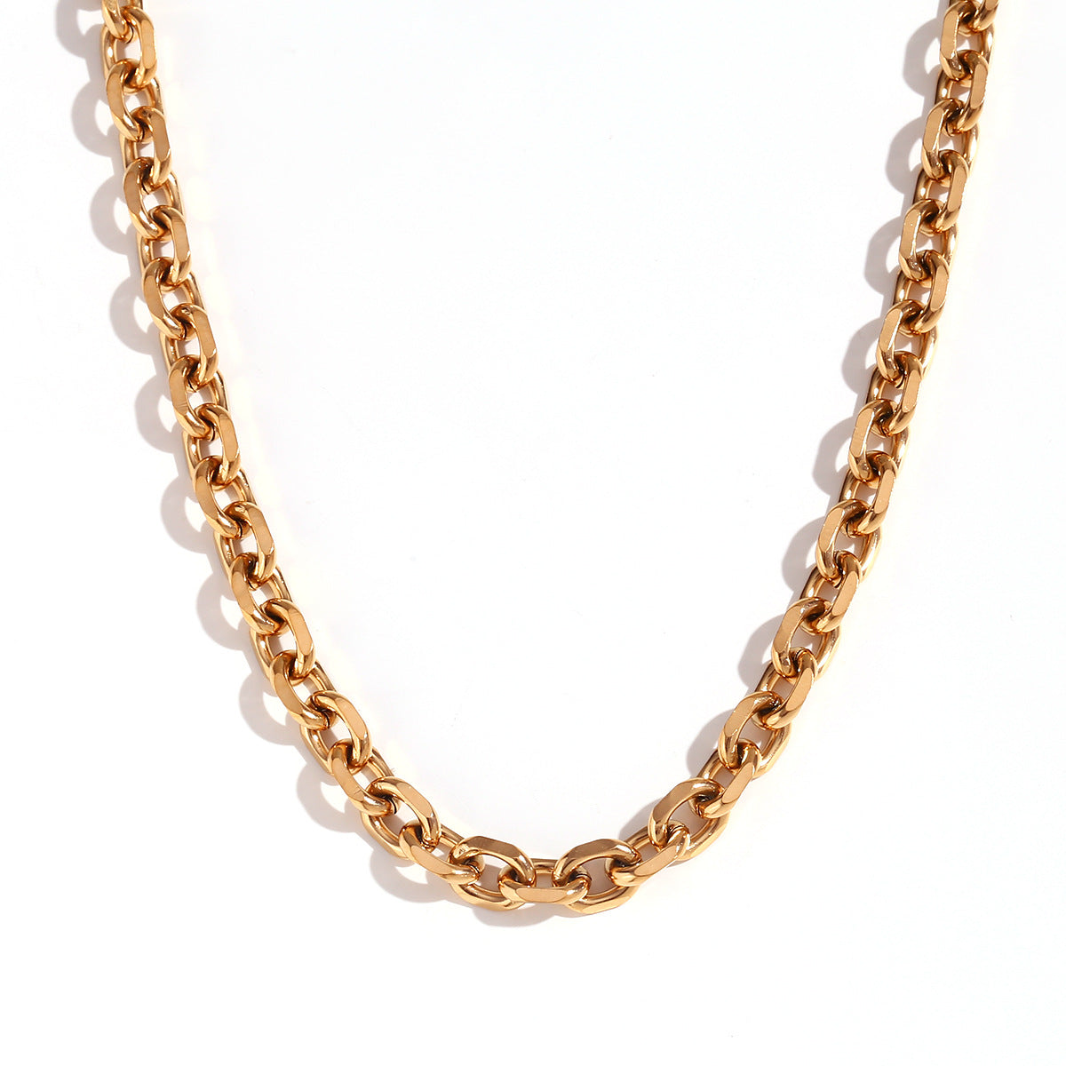 Minimalist Geometric Titanium Steel Pendant Necklace with 18K Gold Plated Stainless Steel Chain