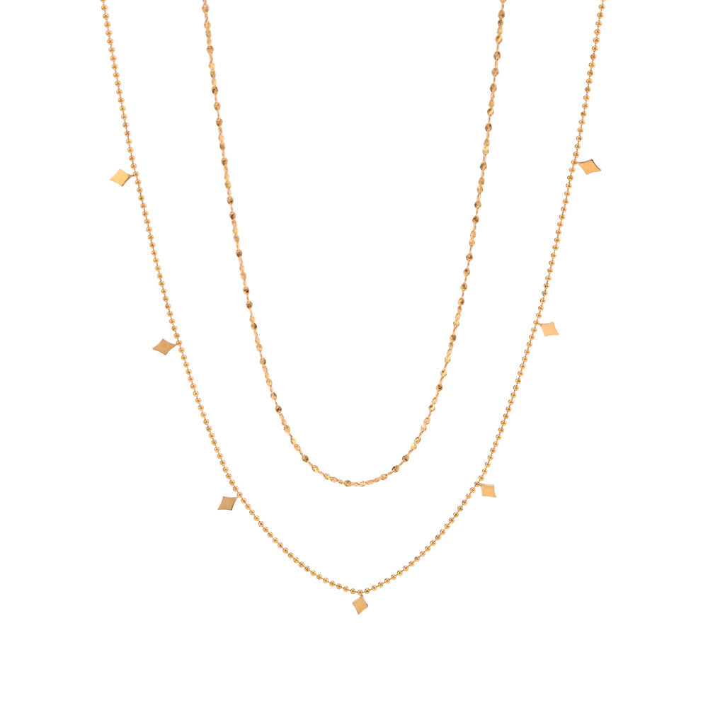 Minimalist Leaf-Shaped Titanium Steel Necklace with 18K Gold Plating, Waterproof and Versatile O-Chain Design