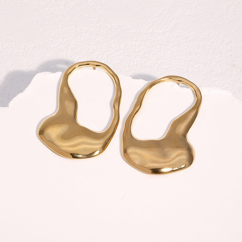 Orecchini Geometrici Minimalisti da Donna in Acciaio Inossidabile con Finitura Galvanica, Design Asimmetrico, Ipoallergenici e Resistenti all'Ossidazione