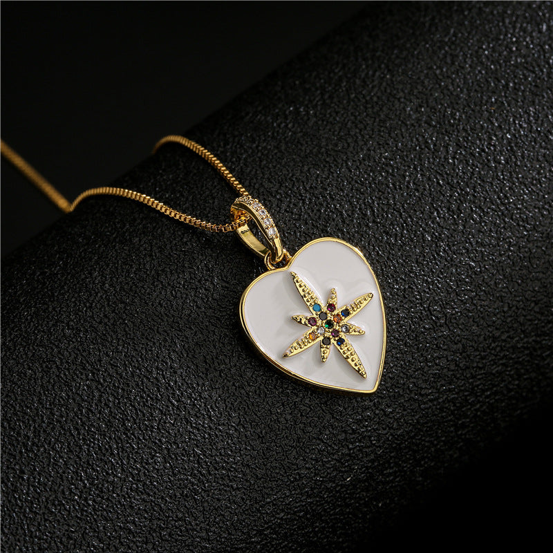 Geometric Drip Oil Gold Plated Brass Pendant Necklace with Box Chain