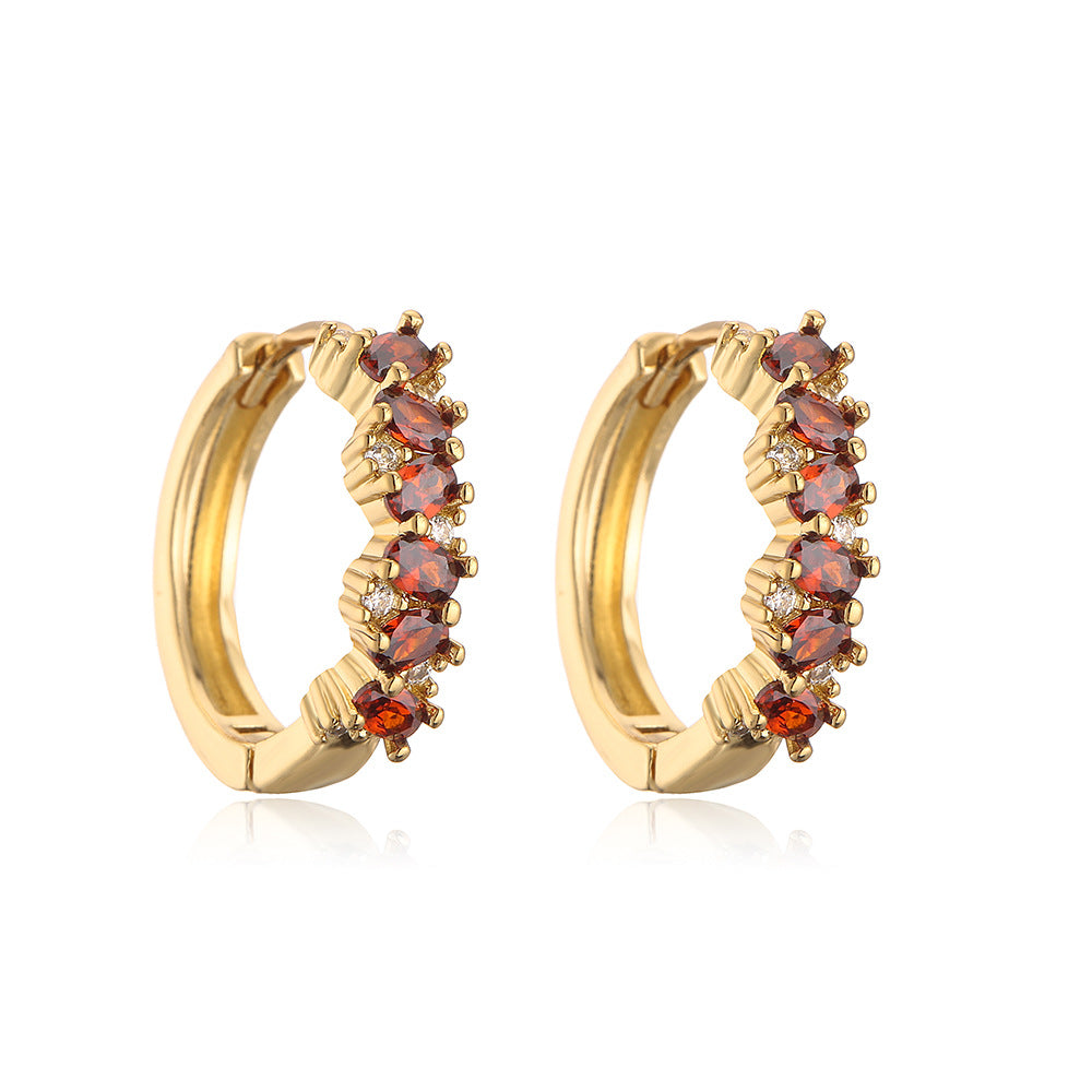 Geometric Hoop Earrings for Women with Copper Base Plated in 18K Gold and Micro-Paved Zirconia