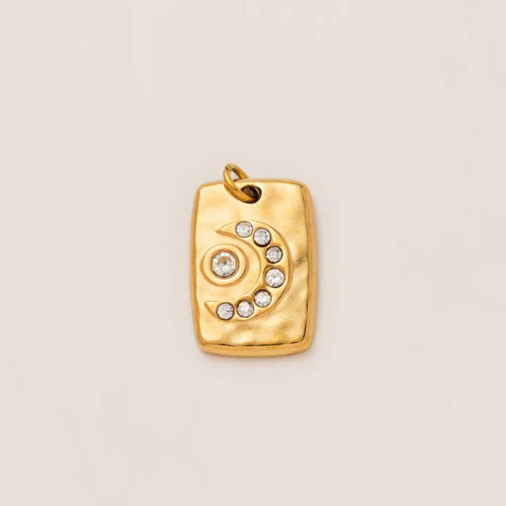Luxury Casual 18K Gold PVD Stainless Steel Star Geometric Pendant Necklace with Sun Moon Planet Rainbow Elements