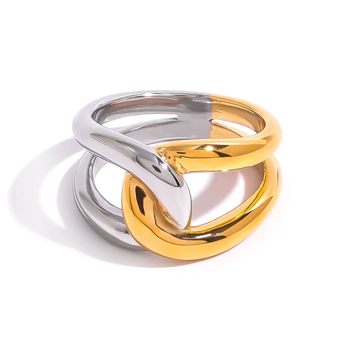Geometric Inlay Rhinestone Stainless Steel Ring for Women