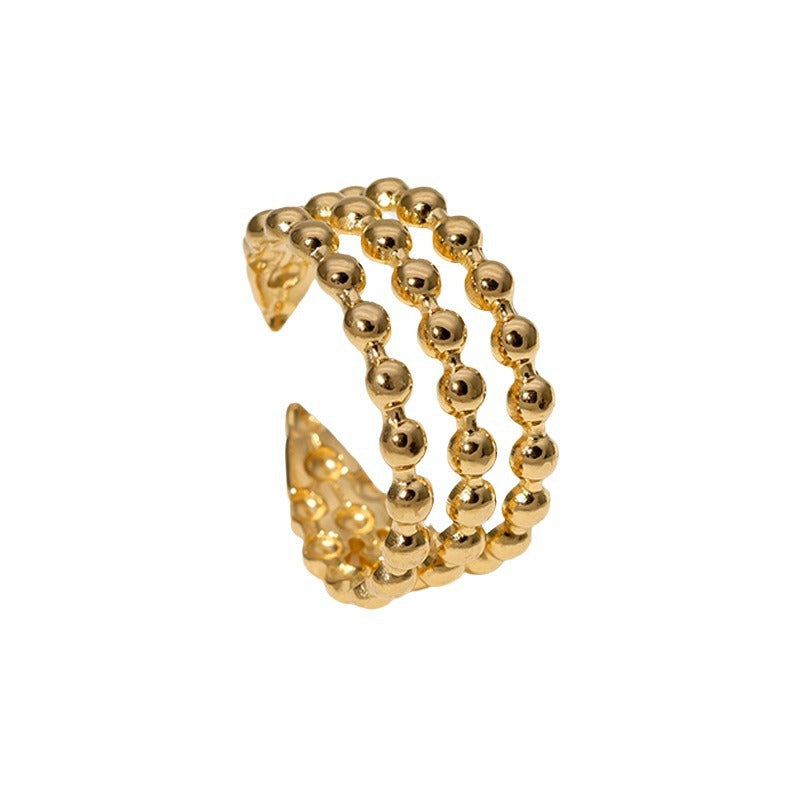 Anillo abierto geométrico minimalista de acero inoxidable con acabado chapado para mujer