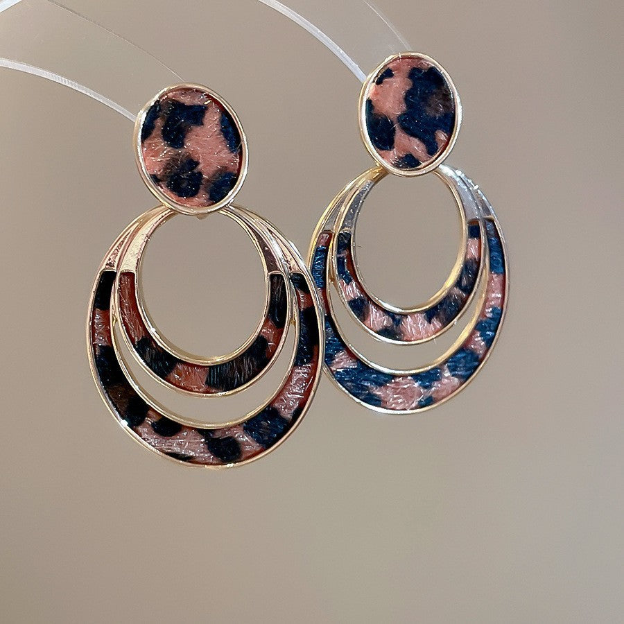 Orecchini pendenti in pelle geometrici minimalisti retrò con perni in argento sterling 925, finitura galvanizzata, da donna
