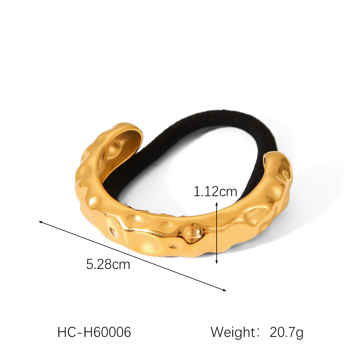 Fermacapelli Geometrico Testurizzato Martellato in Acciaio Inossidabile con Placcatura in Oro 18K da Donna