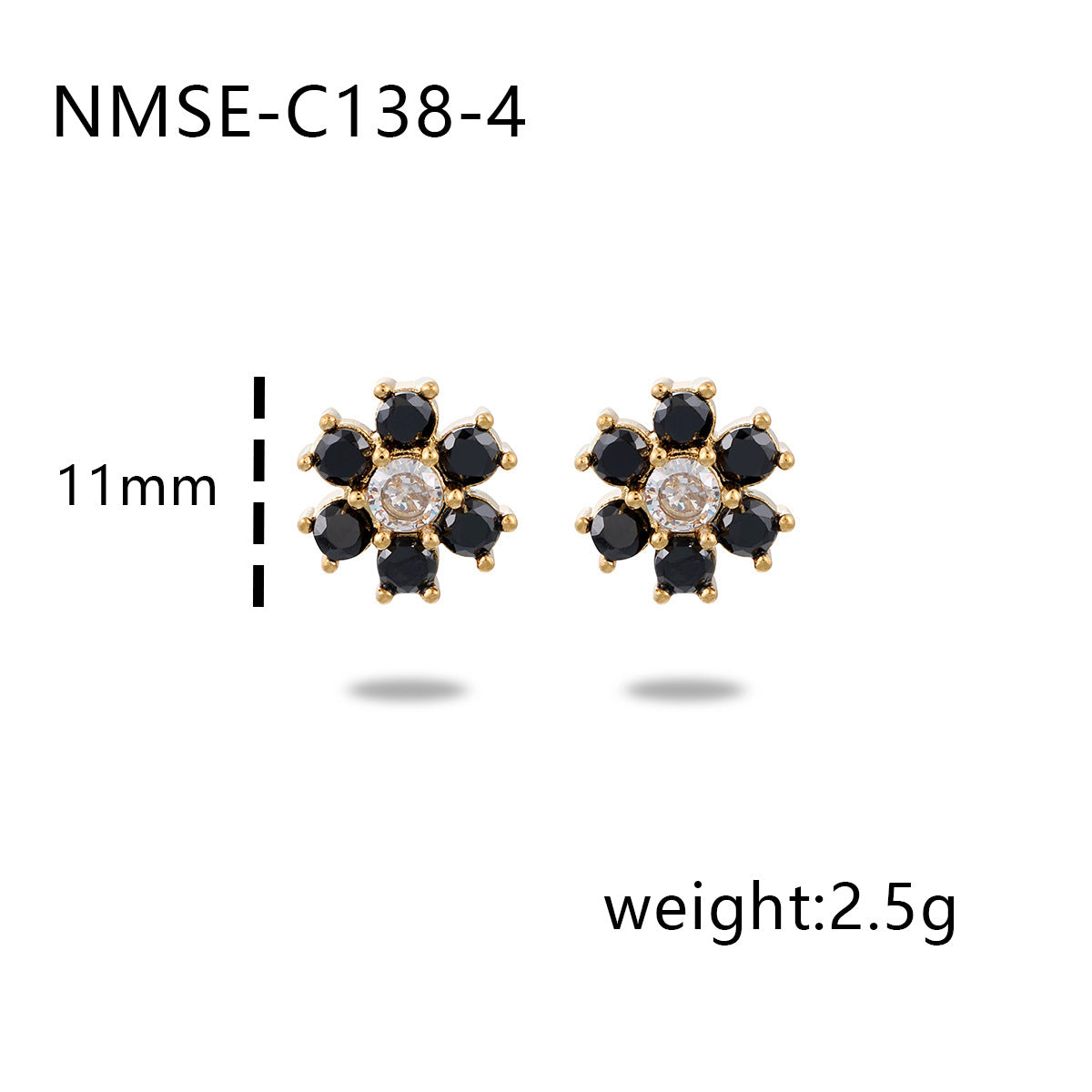 Aretes minimalistas florales de acero inoxidable para mujer con baño de oro de 18K e incrustaciones de circonitas de colores
