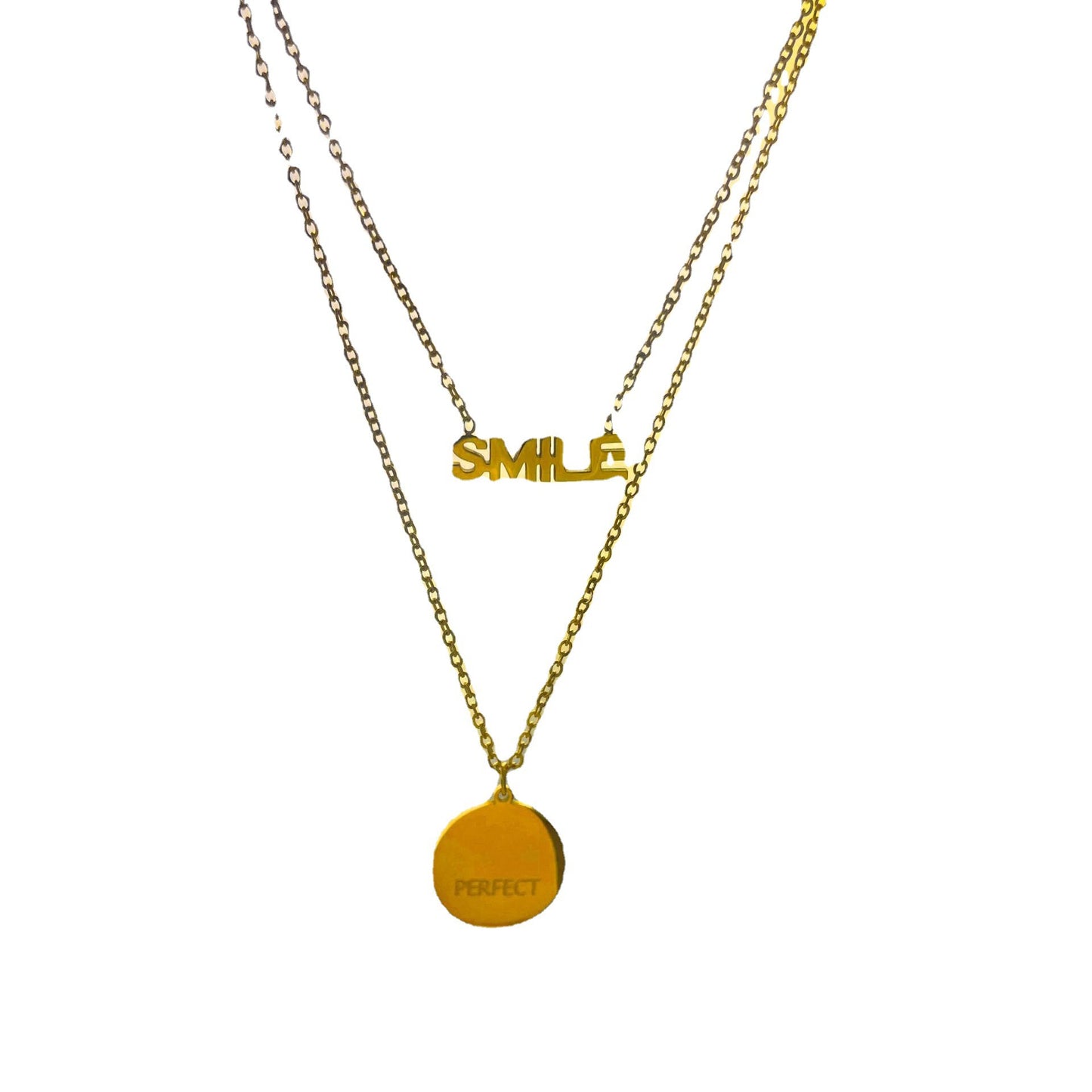 Minimalist Geometric Round Pendant Necklace in Titanium Steel with Plated Finish Double Layer Clavicle Chain for Unisex