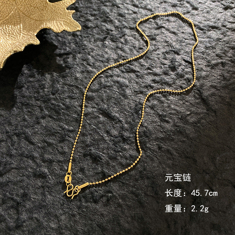 Minimalist Gold Plated Titanium Steel Beaded Necklace Round Pendant Unisex
