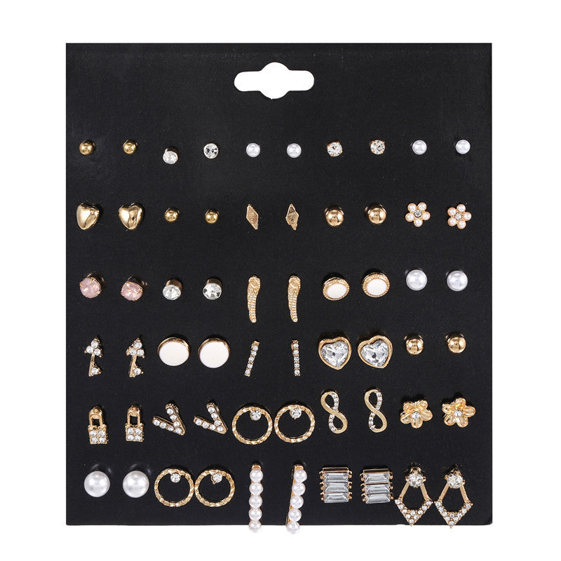 Fashion Geometric Alloy Resin Pearl Earrings with Micro-inlay Rhinestones for Women