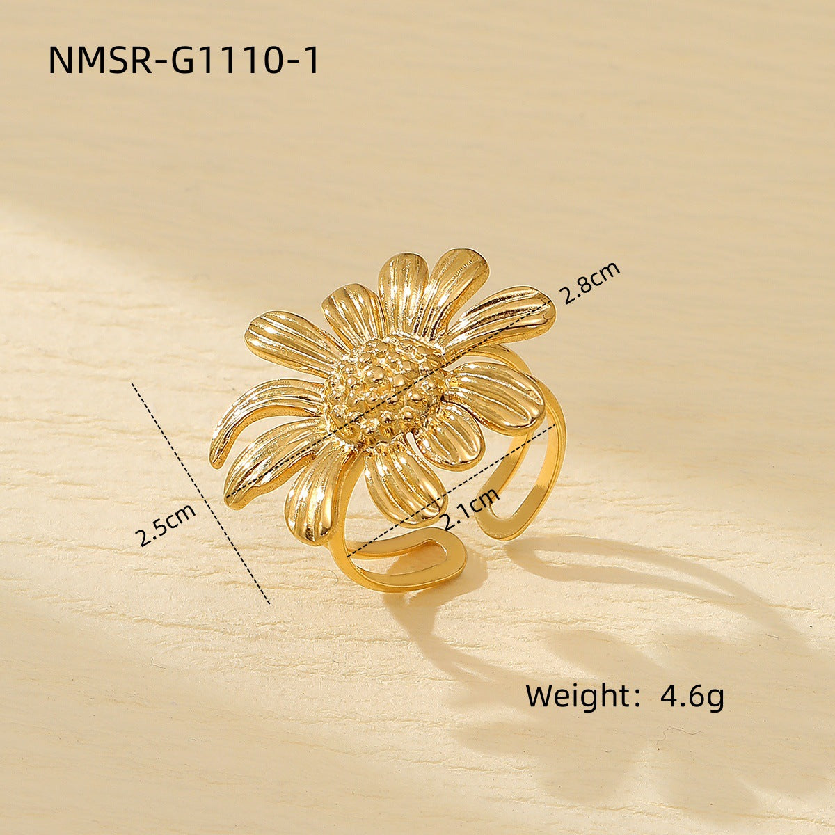 Elegante Anillo Floral de Acero de Titanio para Mujer con Acabado Chapado, Accesorio de Moda de Lujo Ligero