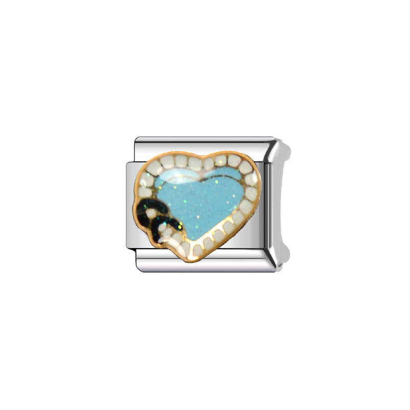 Sweet Cartoon Plated Stainless Steel DIY Charm Bar Bracelet Unisex