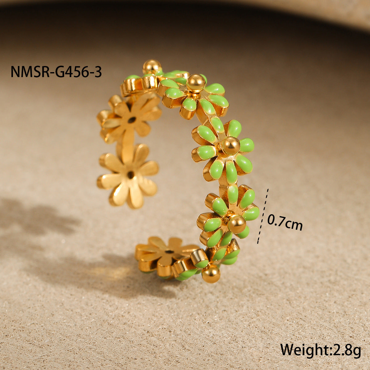 Anillo Minimalista de Margarita en Acero Inoxidable con Baño de Oro de 18K para Mujer