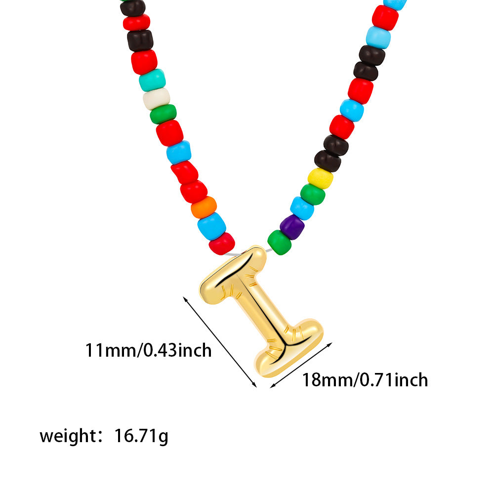 Collana con Lettere Unisex in Acciaio Inossidabile Placcato Oro 18K Casual