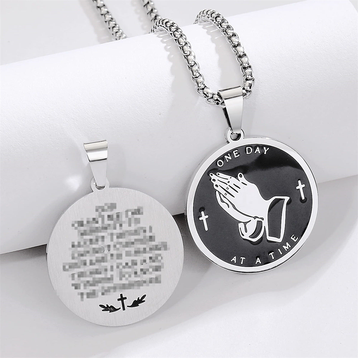 Minimalist Round Pendant Necklace in Stainless Steel with Titanium Steel Charm and Electroplated Finish for Men and Women