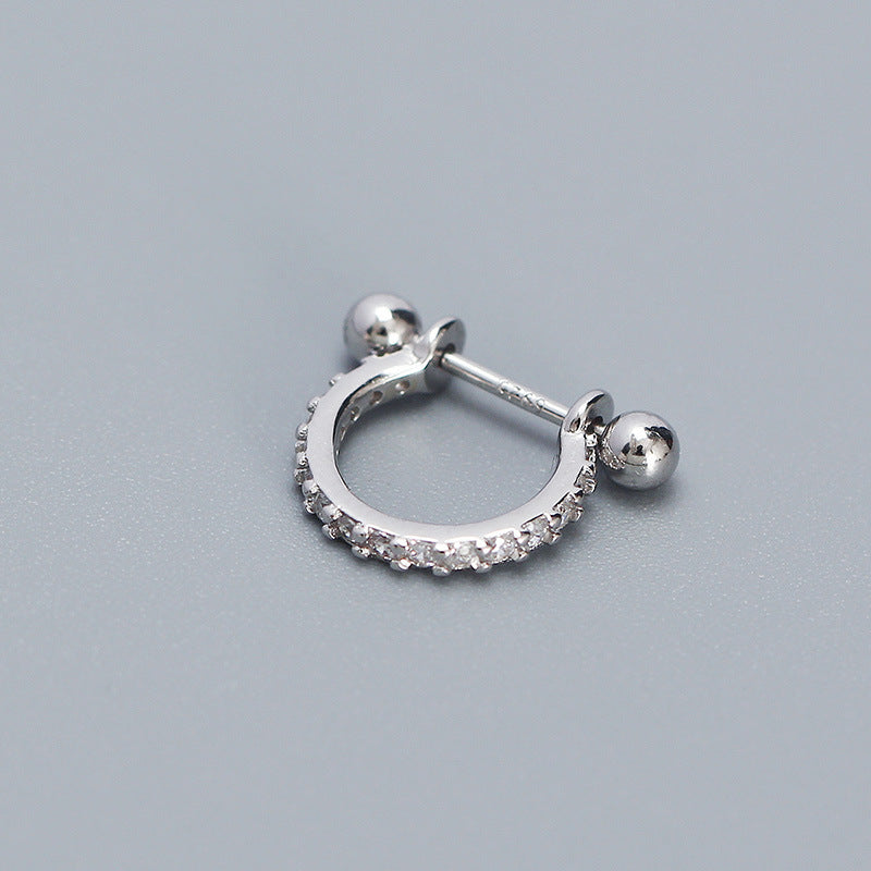 Orecchini a Cerchio Geometrici con Zirconi Cubici in Argento Sterling 925