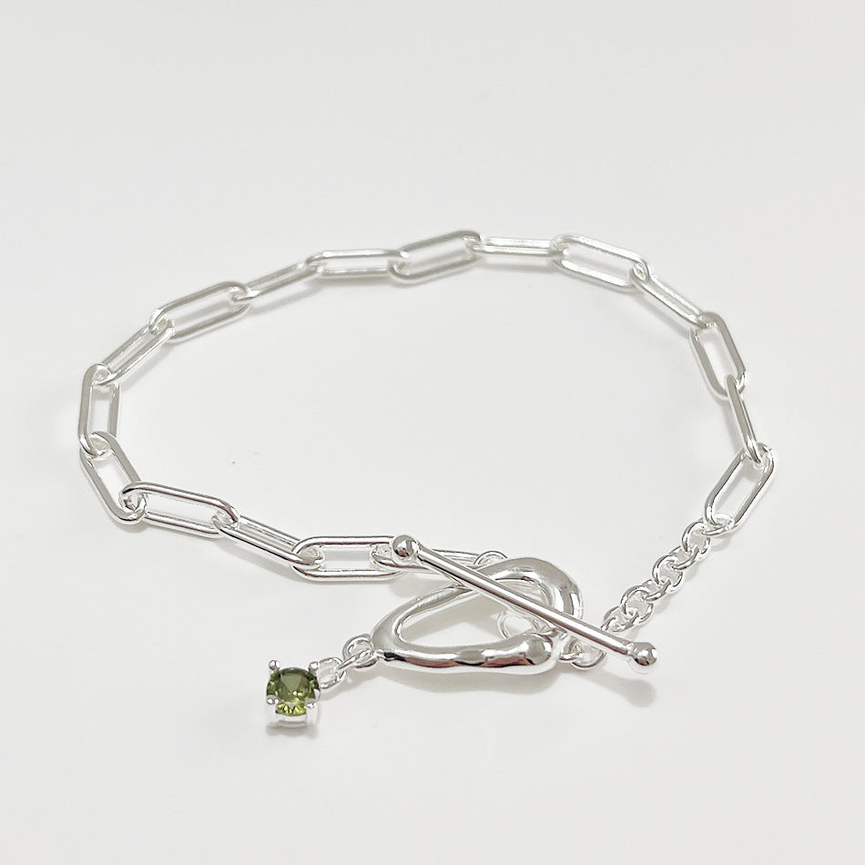 Pulsera redonda geométrica minimalista de plata de ley 925 pulida
