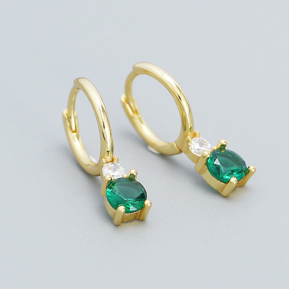 Minimalist 925 Sterling Silver Geometric Square Cubic Zirconia Inlay Hoop Earrings for Women