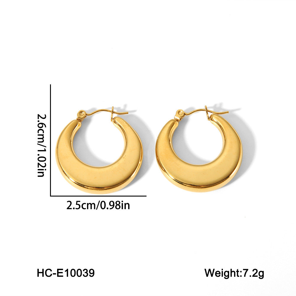 Orecchini da donna minimalisti geometrici cavi in acciaio inossidabile con placcatura in oro 18 carati