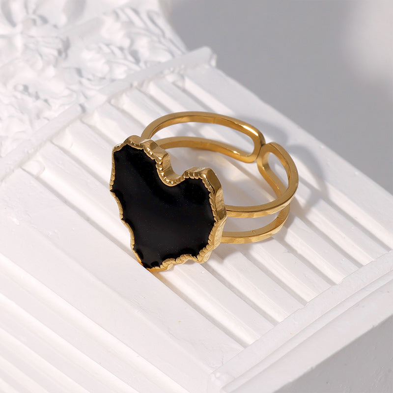 Anillo ajustable de acero inoxidable con forma de corazón, estilo vintage y acabado chapado para mujer