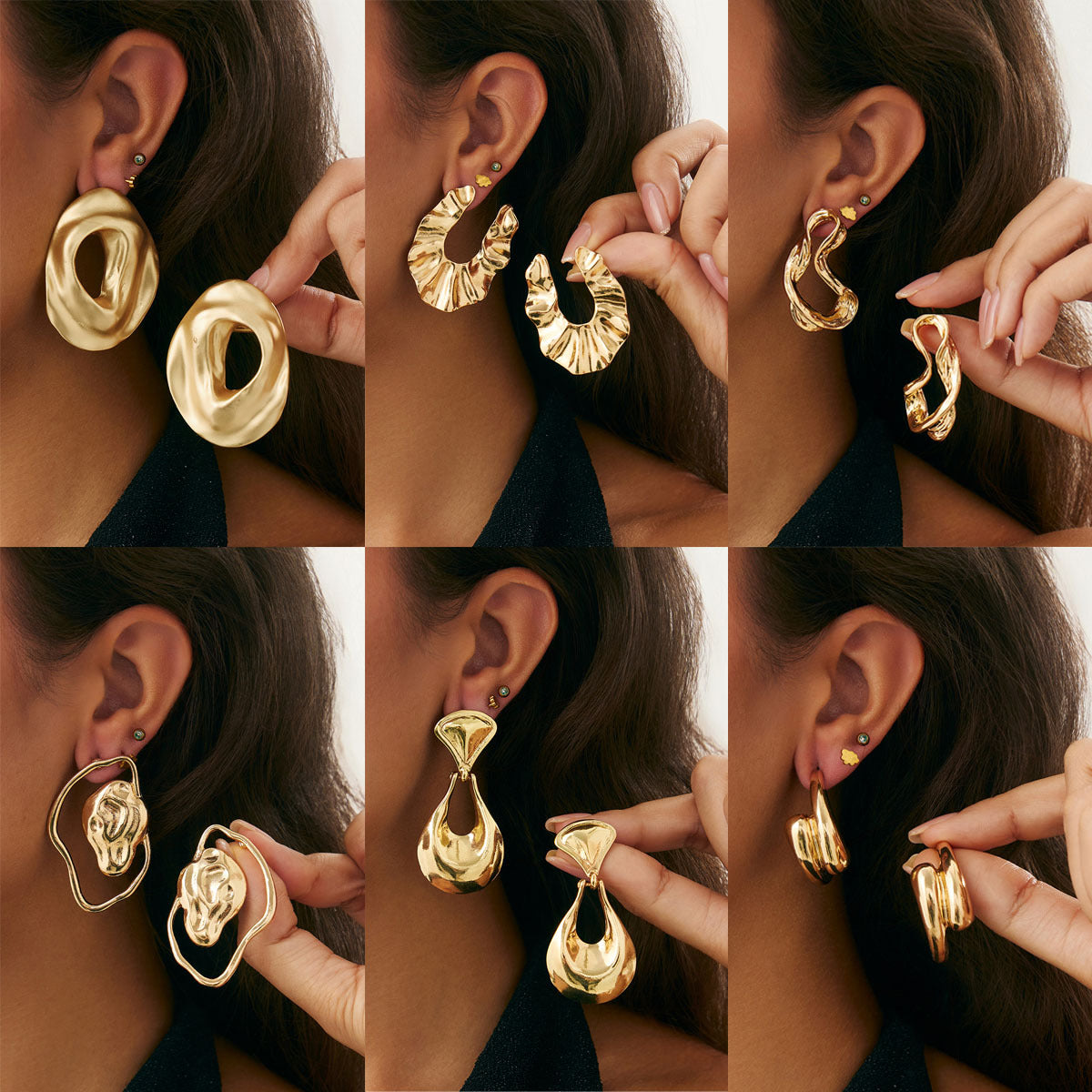 Minimalist Geometric Hollow Plated Alloy Earrings for Women