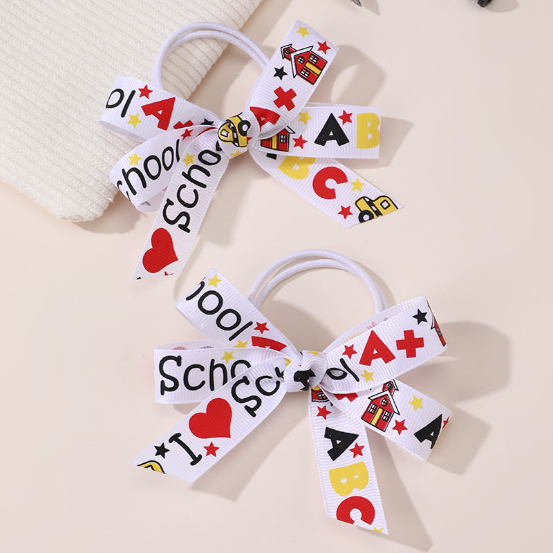 Cartoon Character Hair Tie for Kids with Knitted Ribbon Band, Pastel Macaron Color Design, Sweet and Minimalist Style Hair Accessory