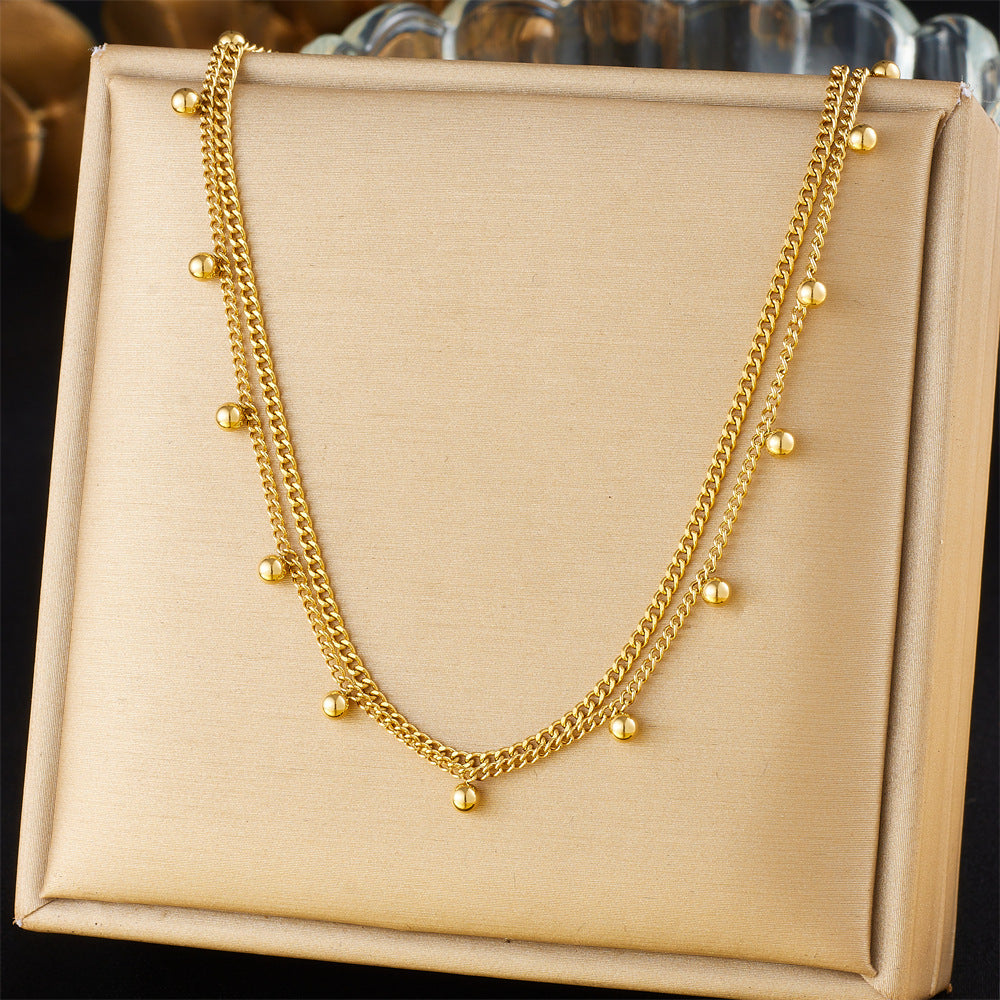 Minimalist Gold Plated Stainless Steel Layered Necklace with Heart Floral and Geometric Pendants