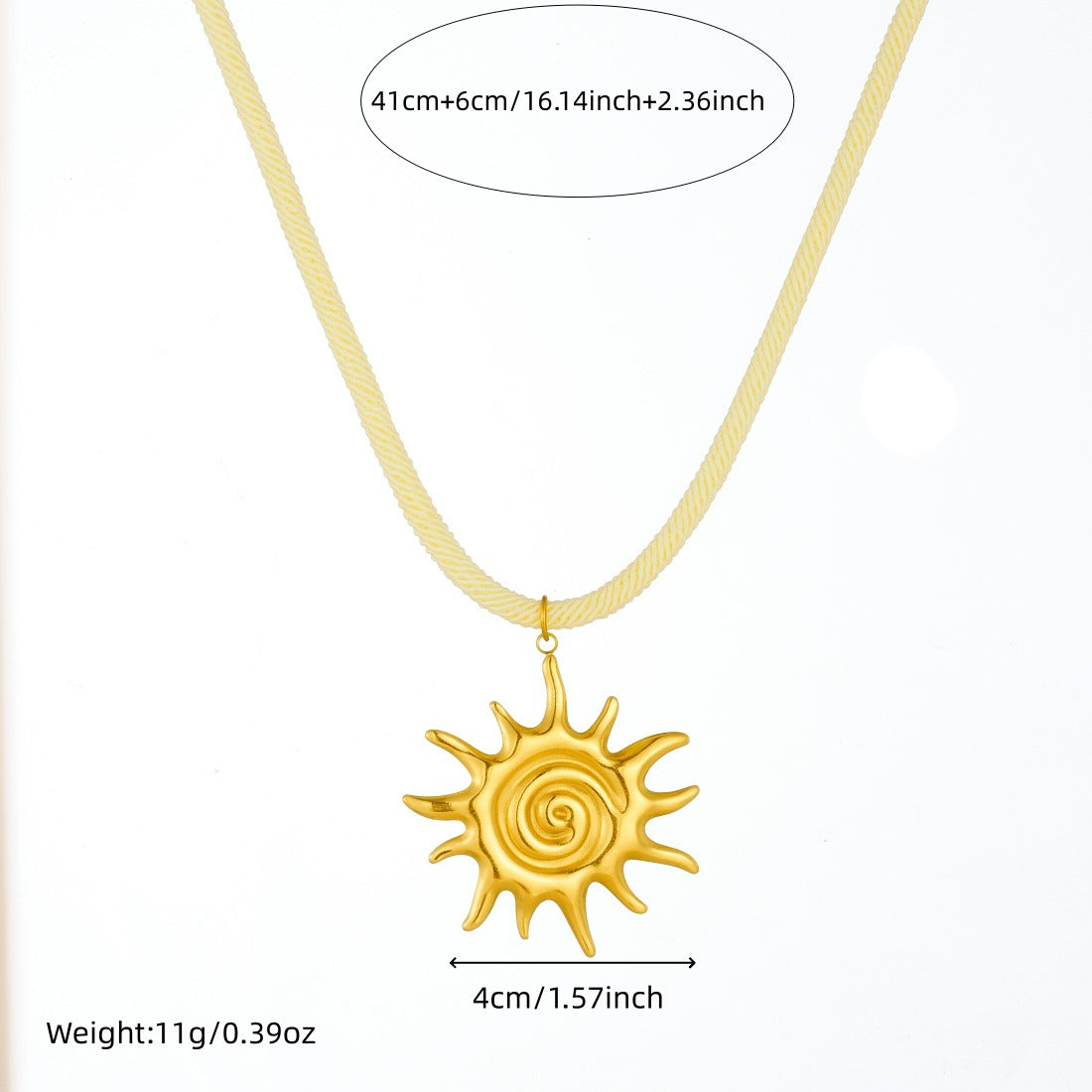 Trendy Exaggerated Spiral Shell Sun Pendant Gold Plated Stainless Steel Necklace for Women