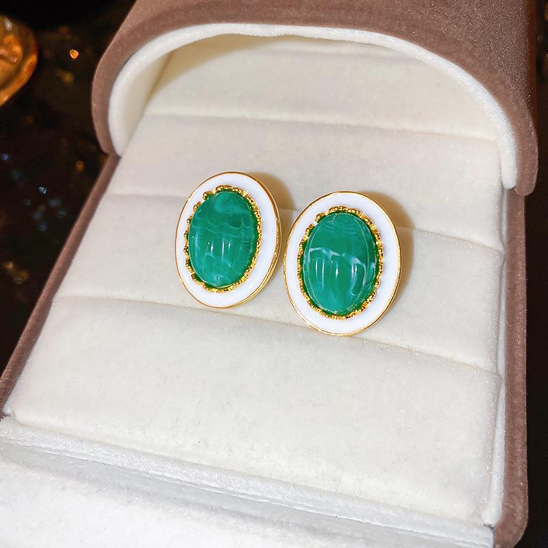 Orecchini a perno da donna vintage geometrici in lega con intarsi di strass, eleganti, artistici e retrò