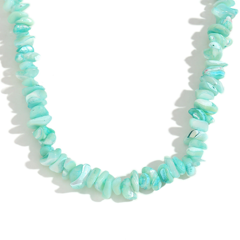 Collana Minimalista Geometrica in Acciaio Inossidabile Placcato Oro 18K con Intarsio in Pietra Naturale da Donna