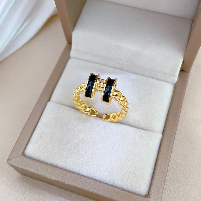 Sweet Minimalist Gold Plated Brass Crown Ring with Rhinestones Adjustable Open Band for Women and Couples