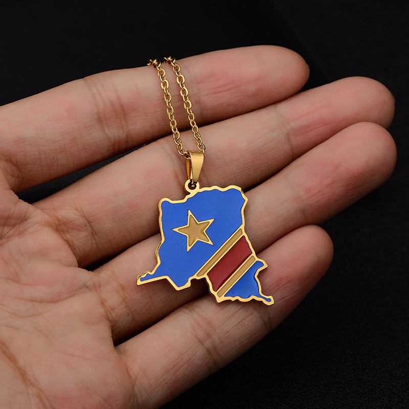 Elegante collana pendente a stella geometrica in acciaio inossidabile con ciondolo in acciaio al titanio e finitura galvanizzata per abbigliamento unisex alla moda
