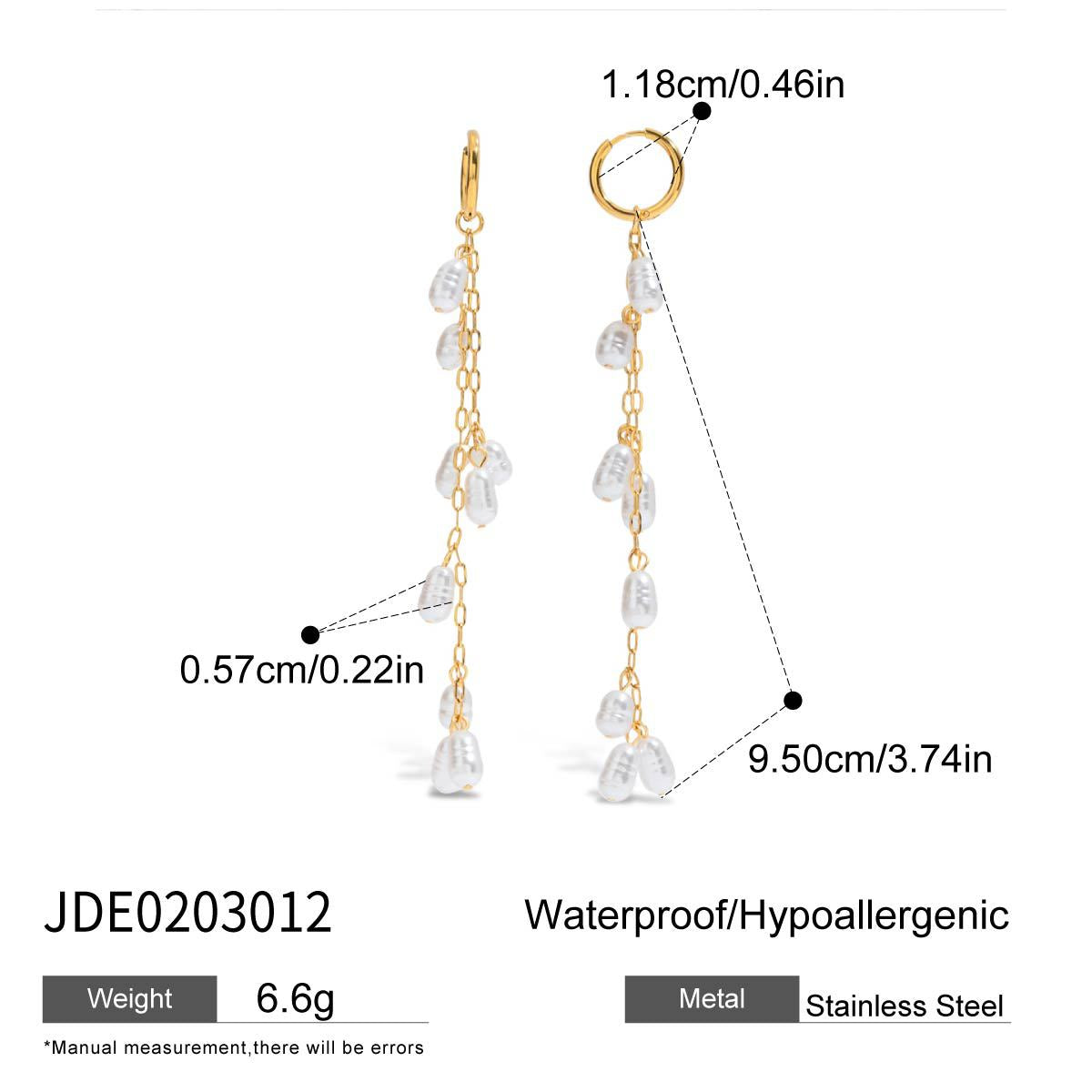 Elegant Geometric Stainless Steel Plated Pearl Tassel Earrings for Women