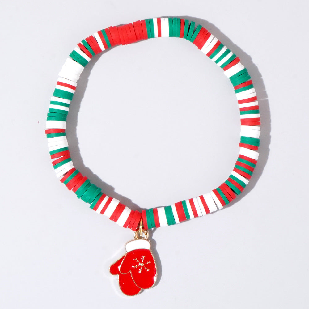 Sweet Handmade Resin Letter Geometric Beaded Bracelet Set Christmas Gift