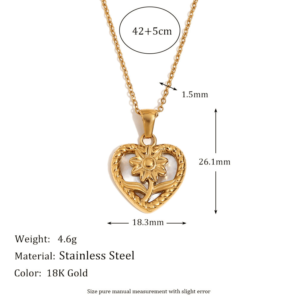 Fashionable Minimalist Heart-Shaped Stainless Steel Pendant Necklace with 18K Gold Plating for Women