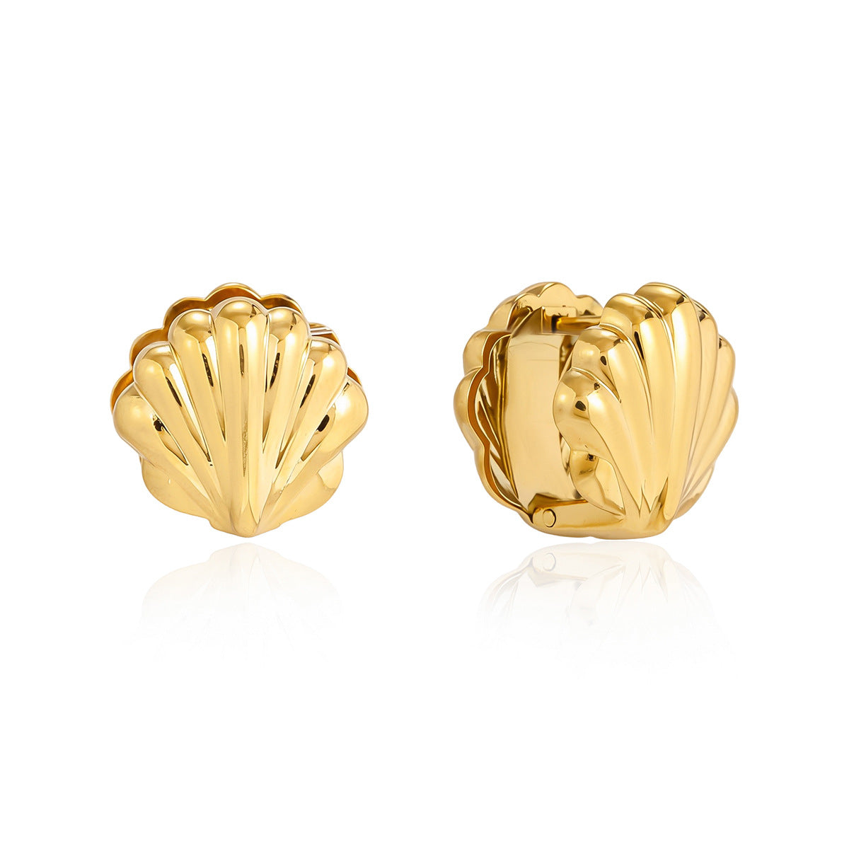 Minimalist Geometric Shell Stainless Steel PVD Gold Plated Earrings for Women