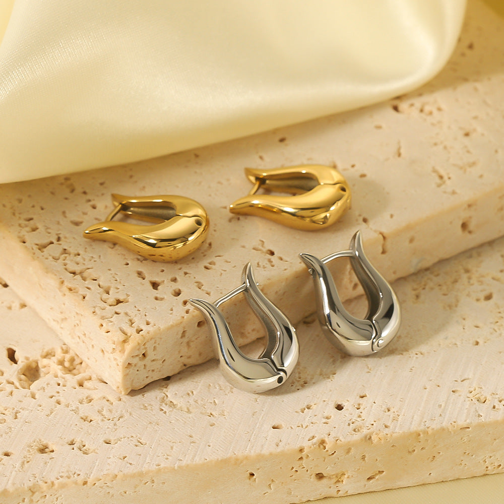 Orecchini Minimalisti Irregolari Geometrici in Acciaio Inox con Placcatura Sottovuoto in Oro 18K da Donna