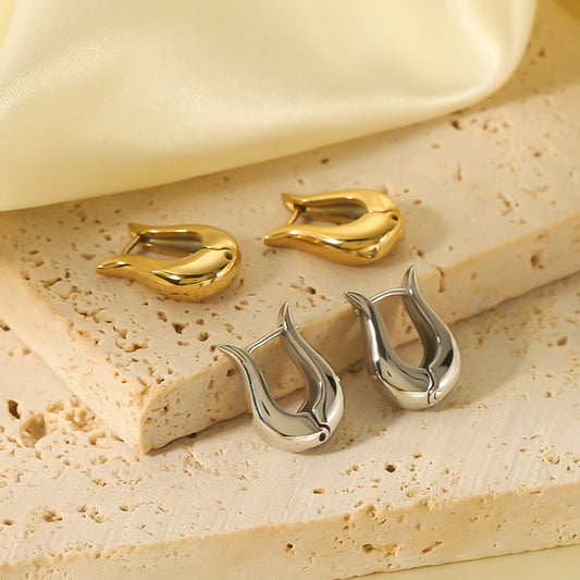 Minimalist Irregular Geometric Stainless Steel Earrings with 18K Vacuum Plating for Women