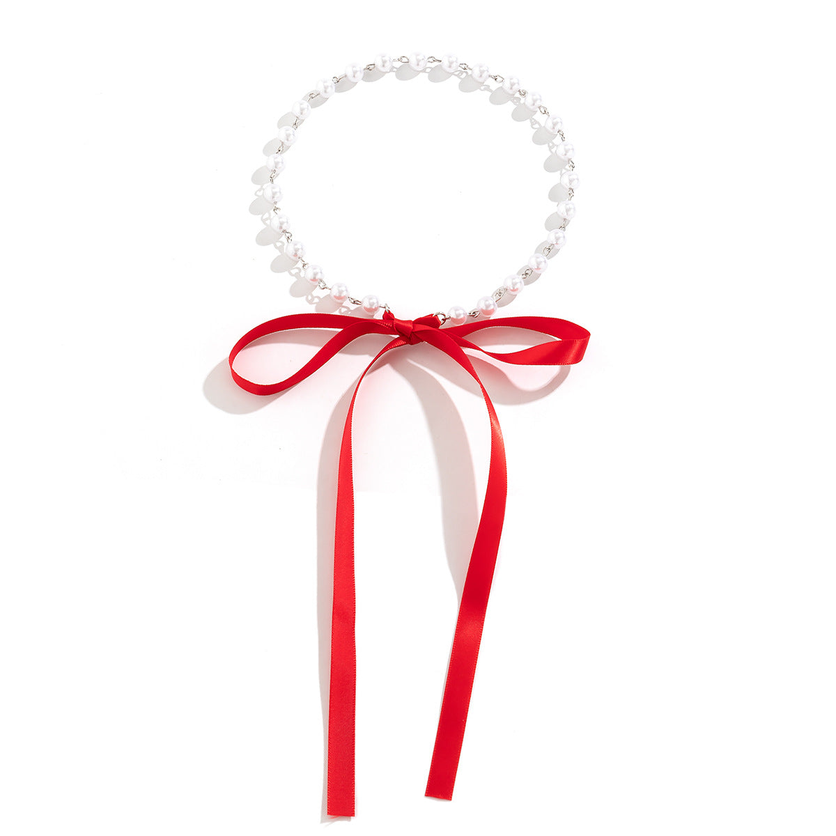 Collana Girocollo Vintage da Donna con Fiocco a Nastro Perle Imitazione Ciondolo Fai da Te