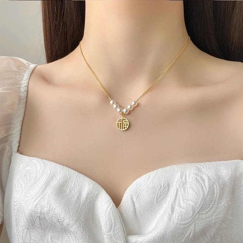 Collar colgante de acero titanio con forma irregular, diseño original para mujer, con acabado chapado
