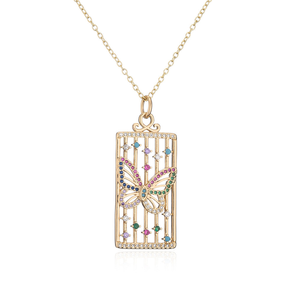 Minimalist Geometric Hollow Eye Crown Snake Necklace for Women in Copper with 18K Gold Plating and Zircon Inlay