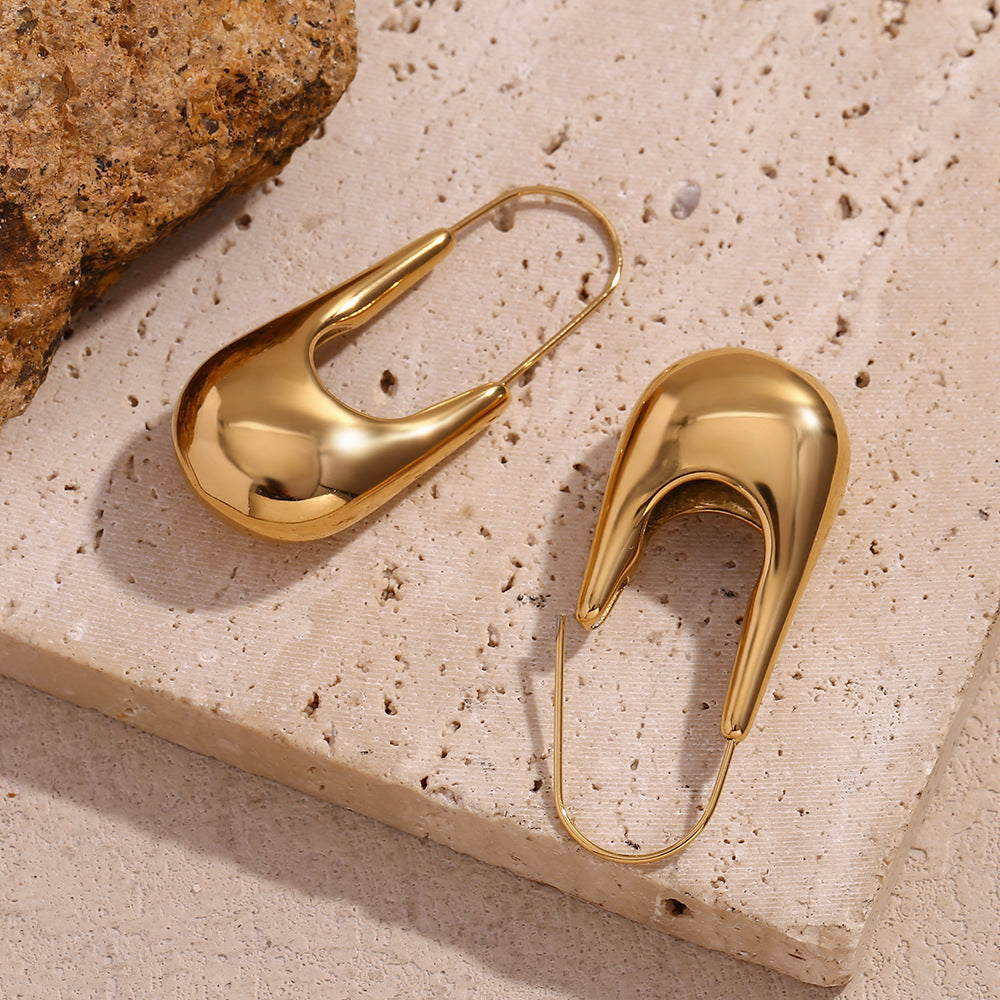 Minimalist Geometric Stainless Steel Ear Cuff with 18K Gold Plating for Women