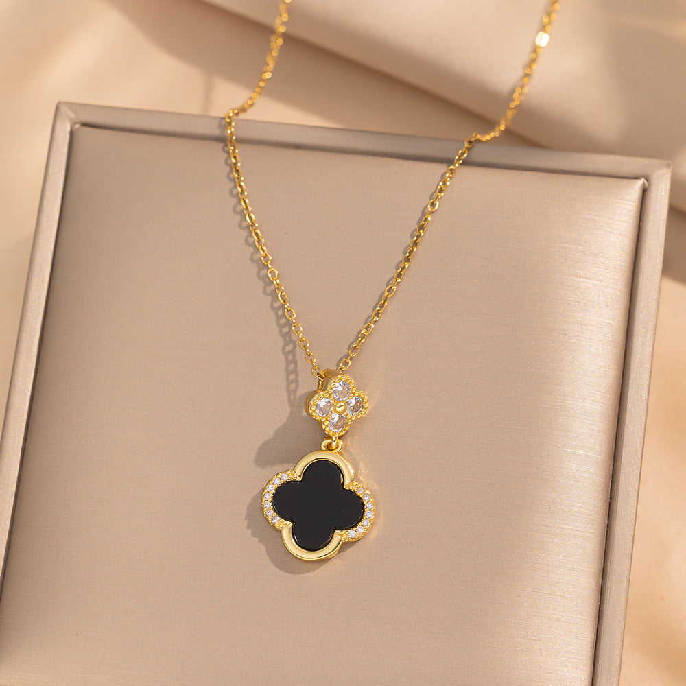 Minimalist Geometric Titanium Steel Necklace for Women with Gold Plating Locket Chain Fashion Accessory