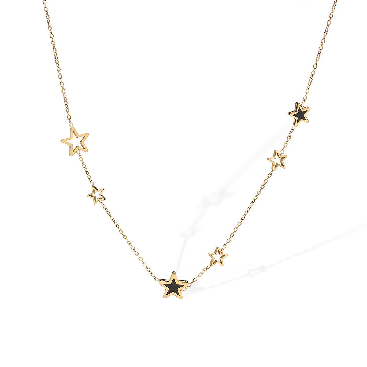 Collana con ciondolo a forma di cuore e stella minimalista da donna in acciaio inossidabile con placcatura in oro 18 carati