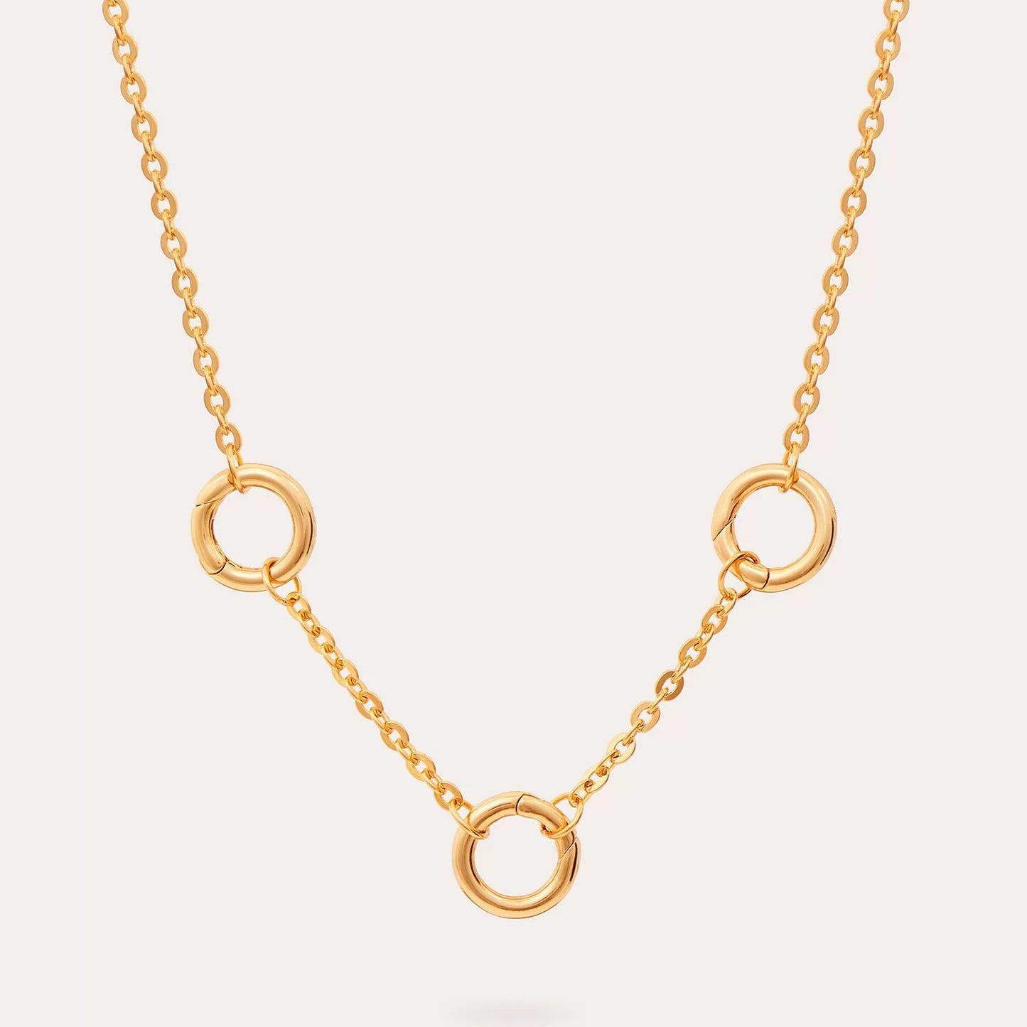Minimalist 18K Gold Plated Brass Round Geometric Rhinestone Charm Bar for Women
