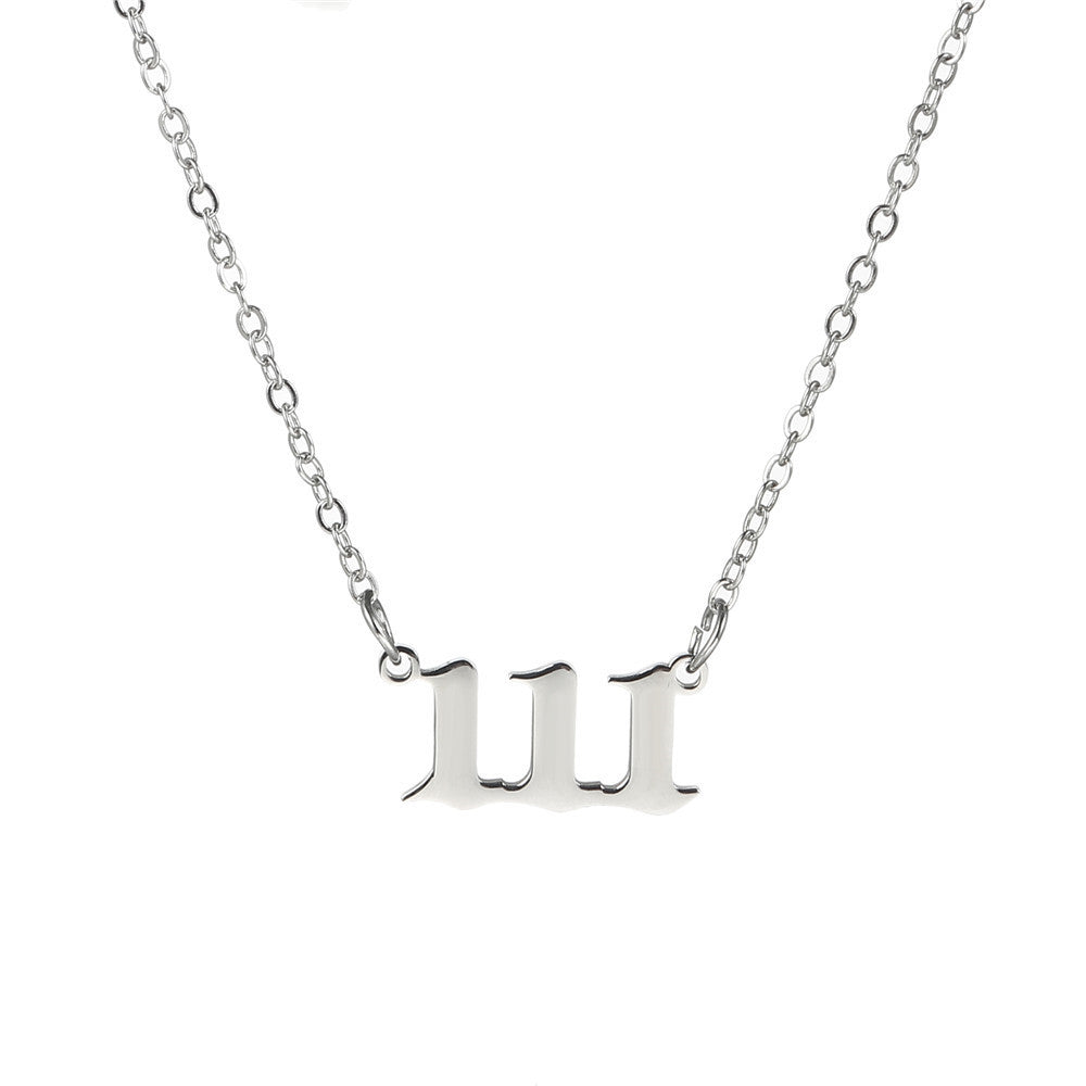 Number Stainless Steel Plated Alloy Pendant Box Chain Necklace